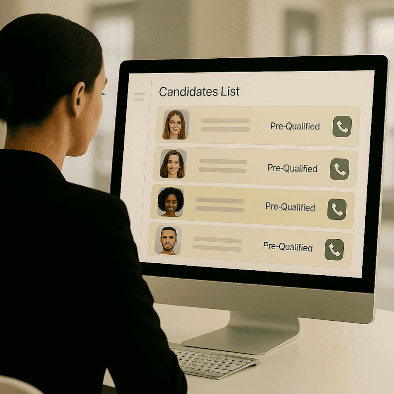 Candidates dashboard showing pre-qualified stylists